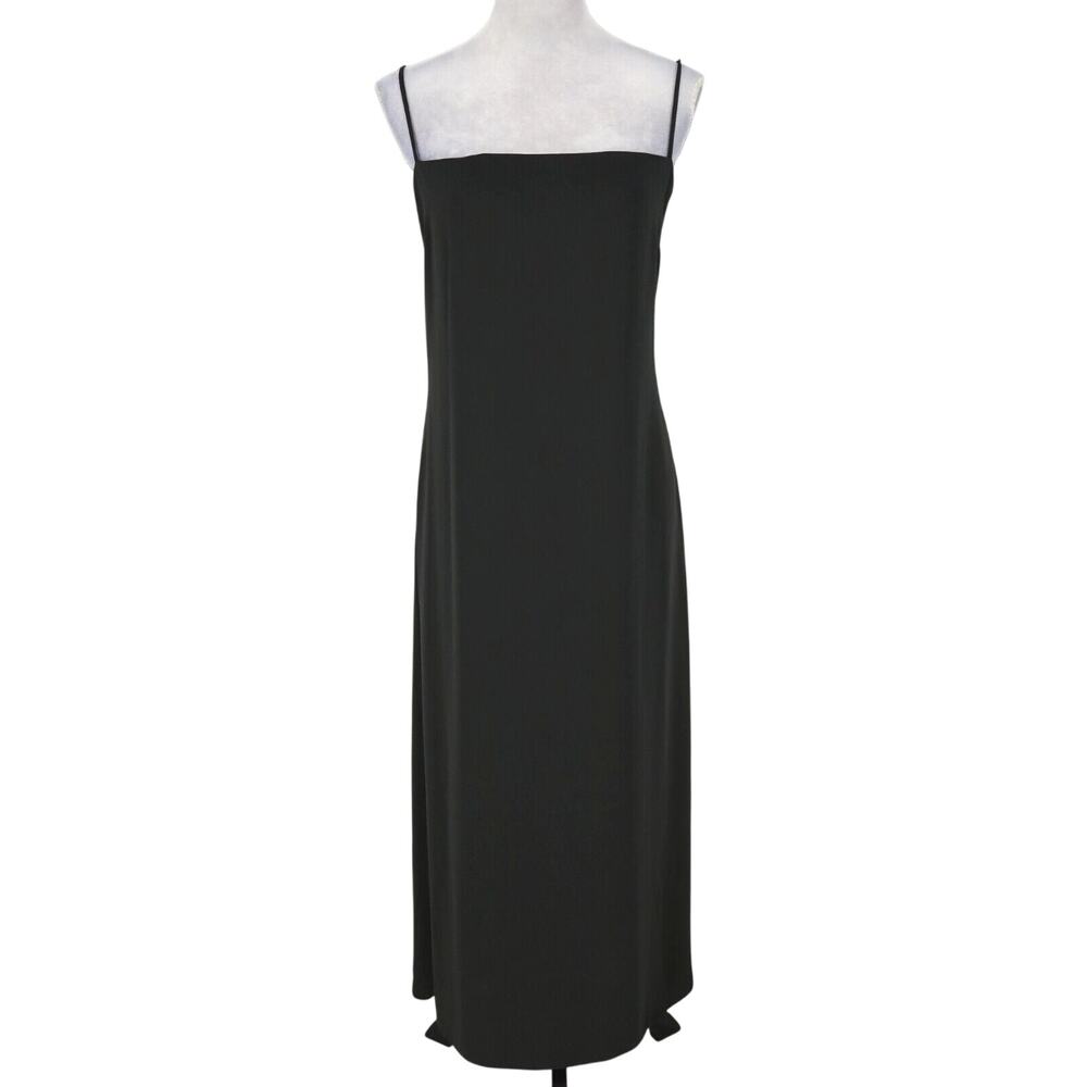 Harve Benard Dress Gown Womens 16 Black Crepe Lined Spaghetti Strap Vintage